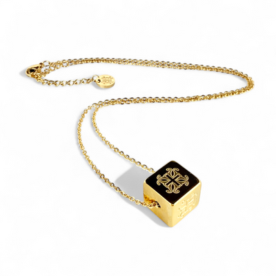 Ruby Cube Necklace - Gold