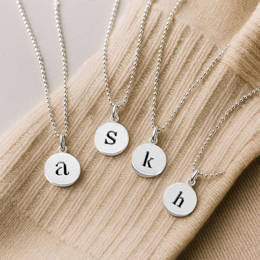Cutout Silver Initial Necklace