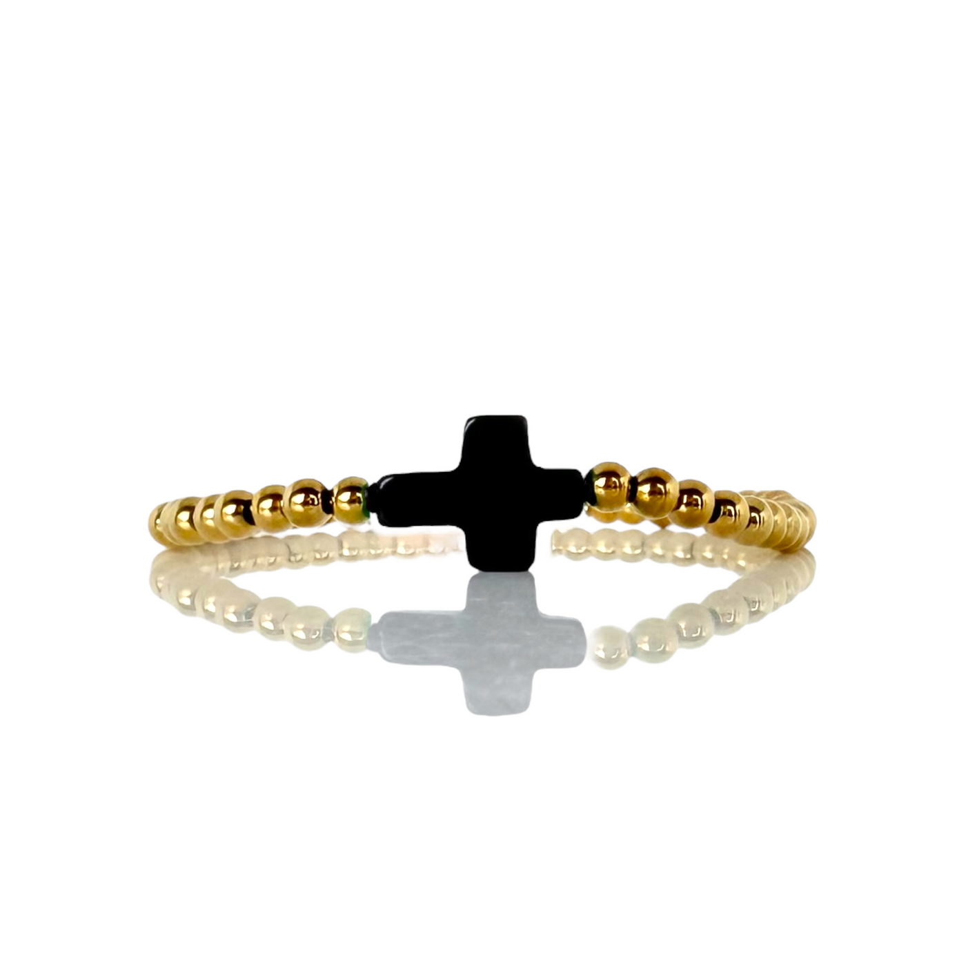 Cross Gemstone - Onyx - Gold