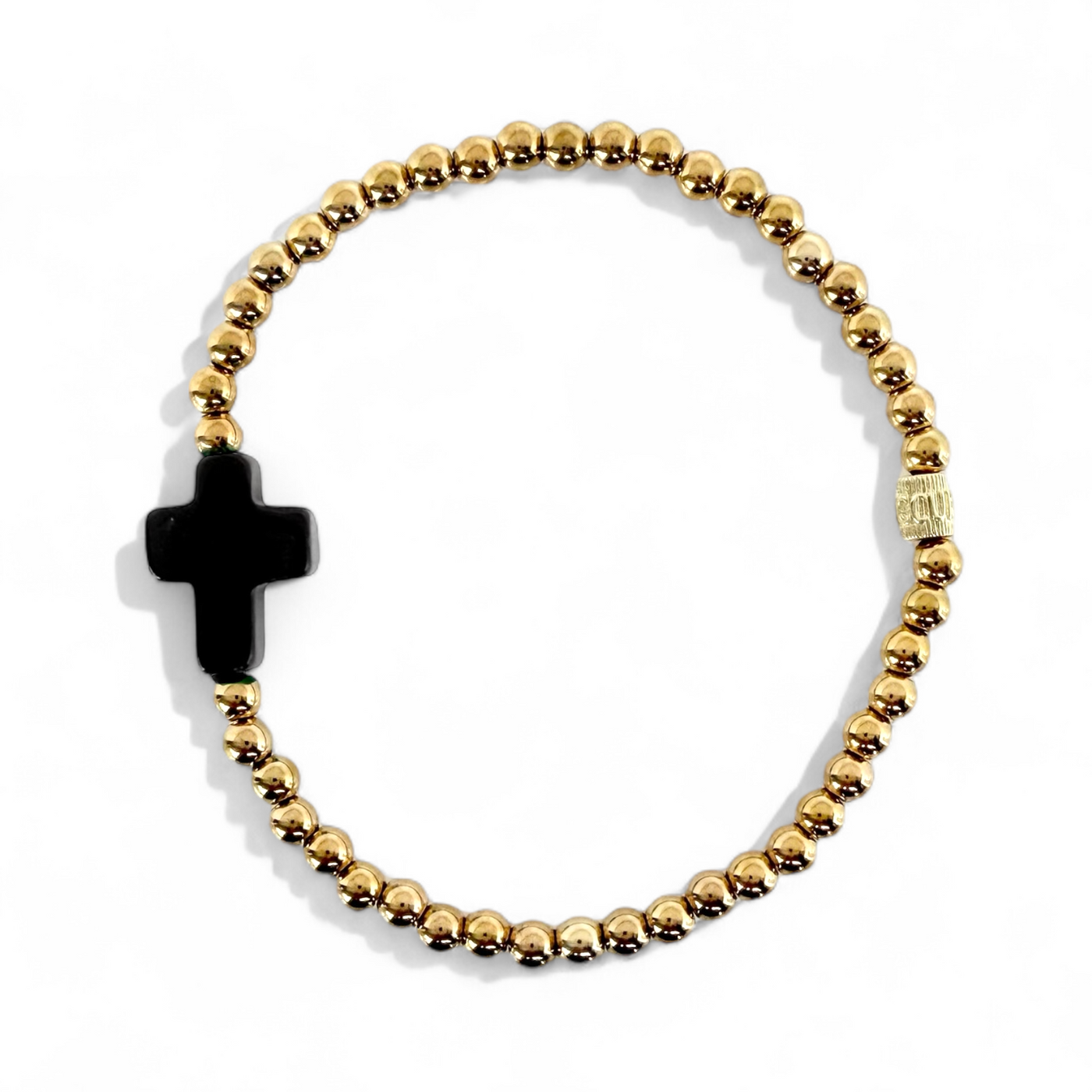 Cross Gemstone - Onyx - Gold