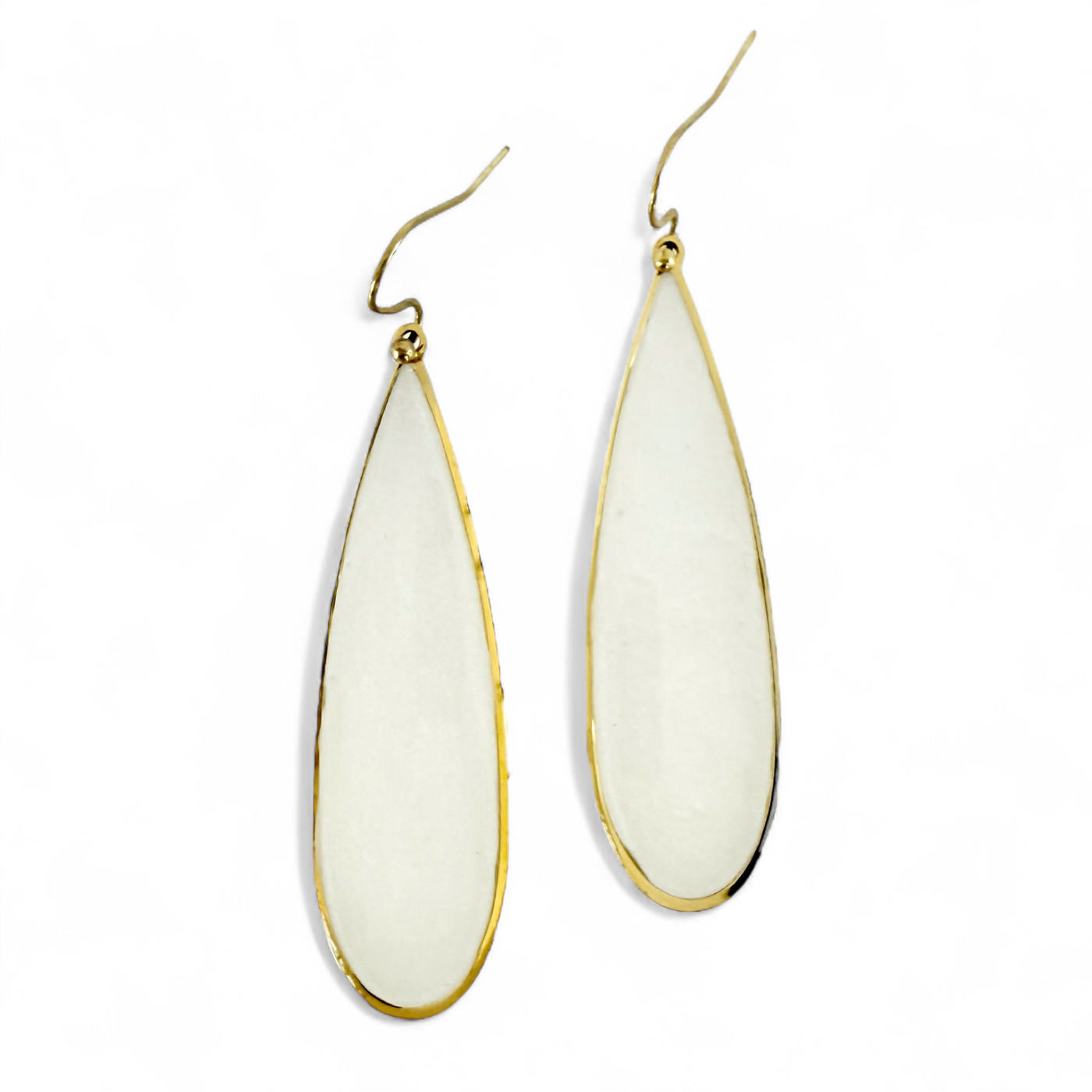 Pearl White Teardrop Earrings - Gold