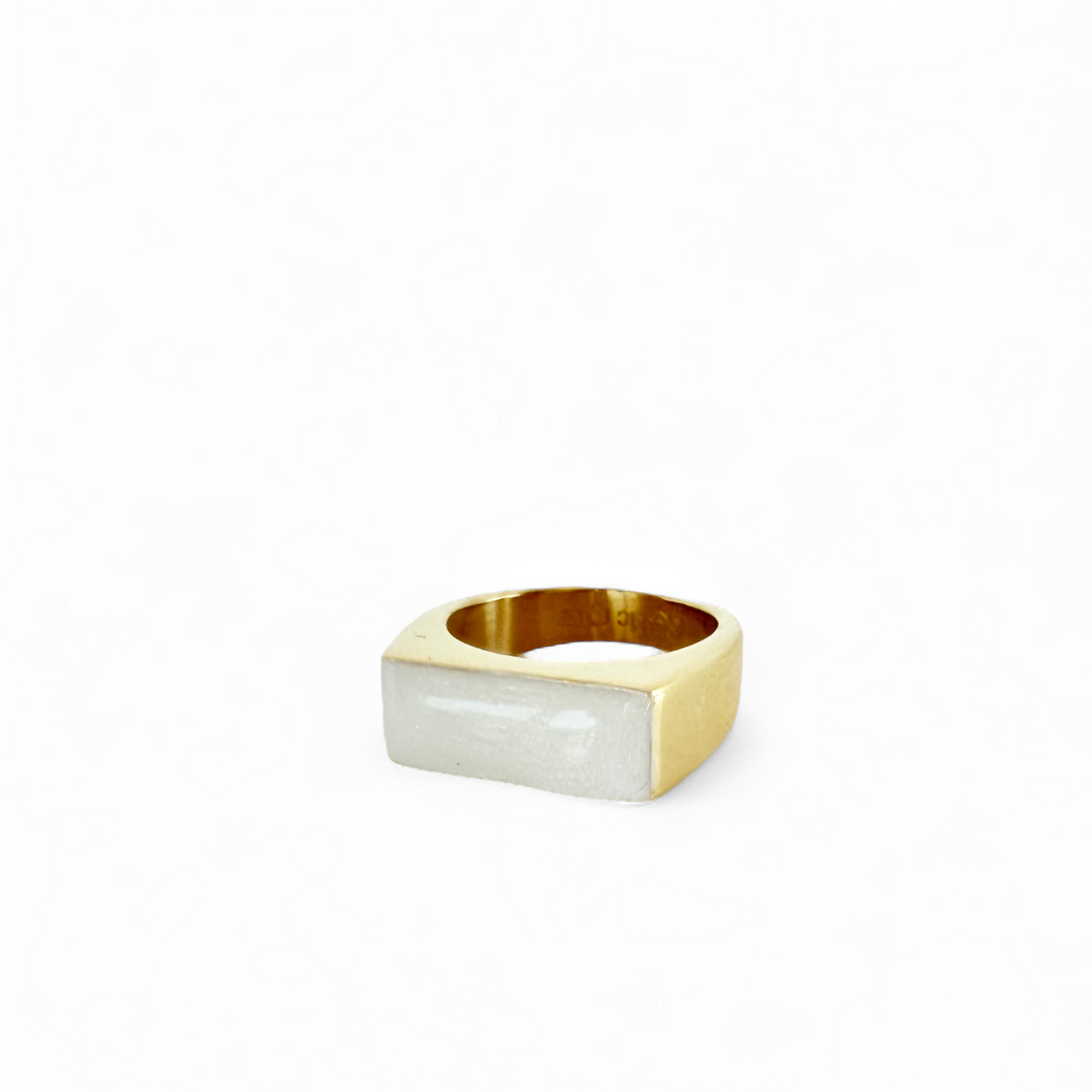 Pearl White Bar Ring - Gold