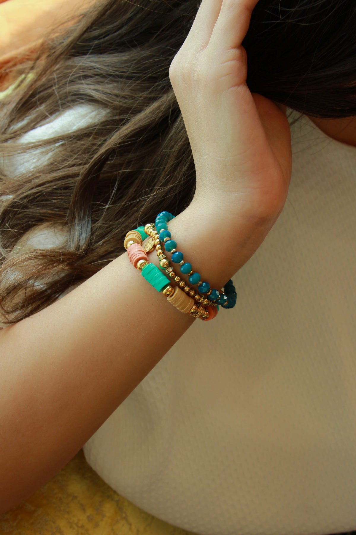 The Molly - Colorblock Turquoise/ Coral/ Sand