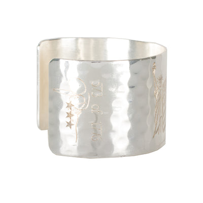 ~Limited Edition 1.5" Engraved Statue of Liberty & Flag Cuff - Silver