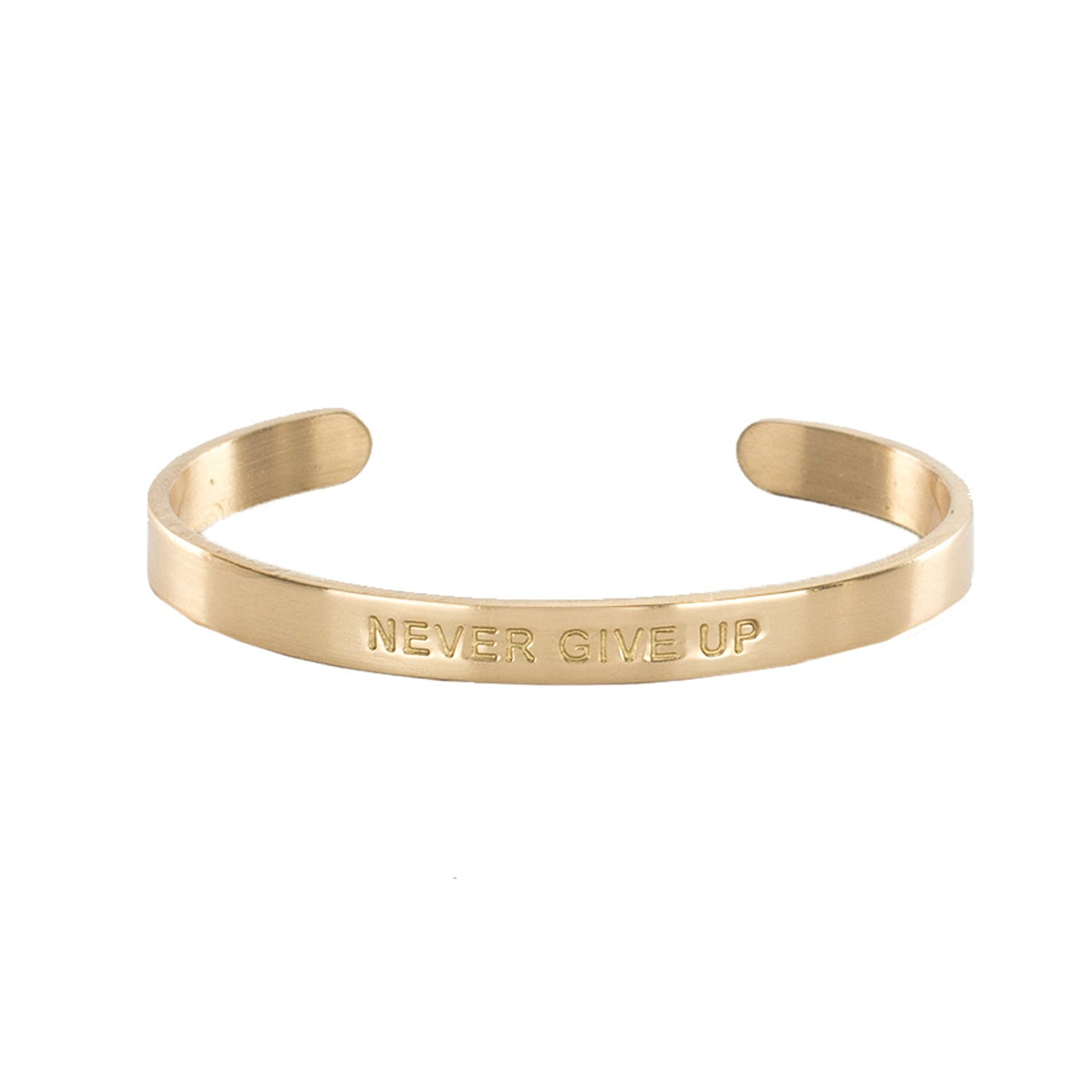 +Engraved Quote .25 - Never Give Up - Gold