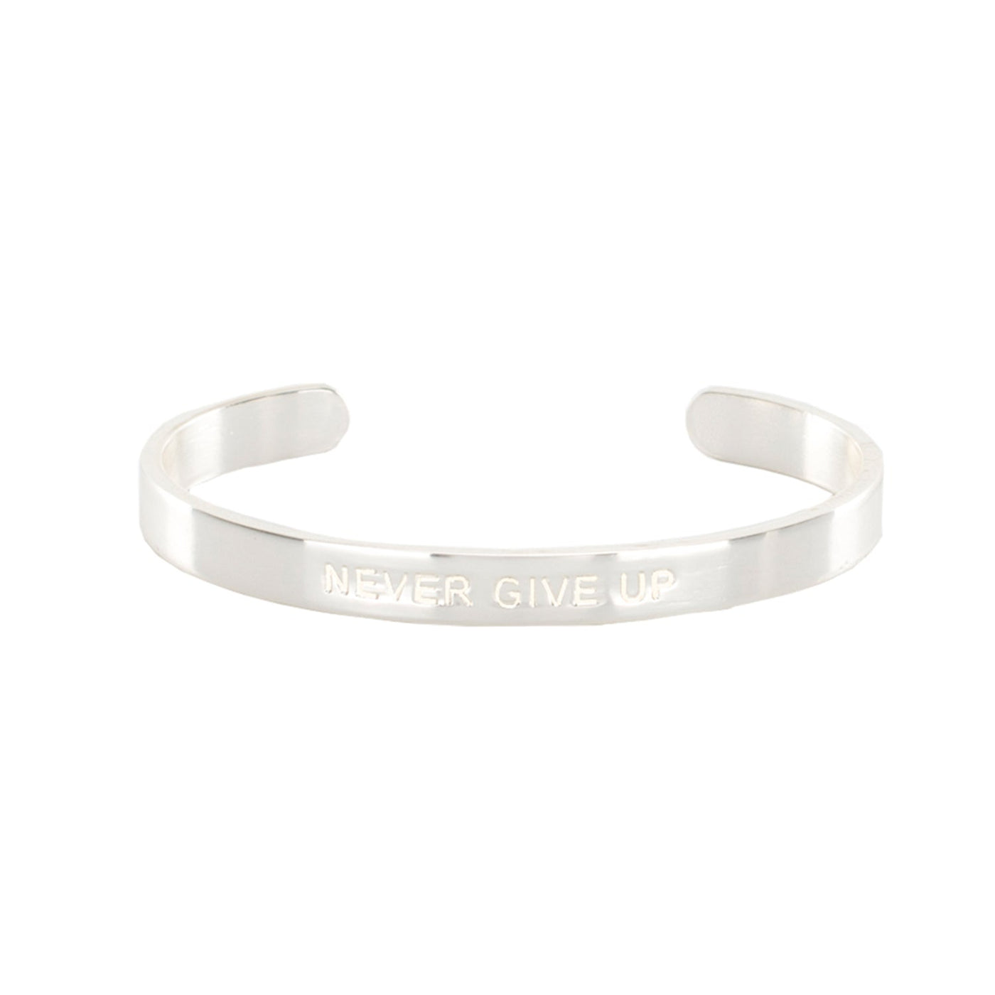 +Engraved Quote .25 - Never Give Up - Silver