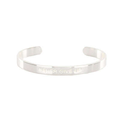 +Engraved Quote .25 - Never Give Up - Silver