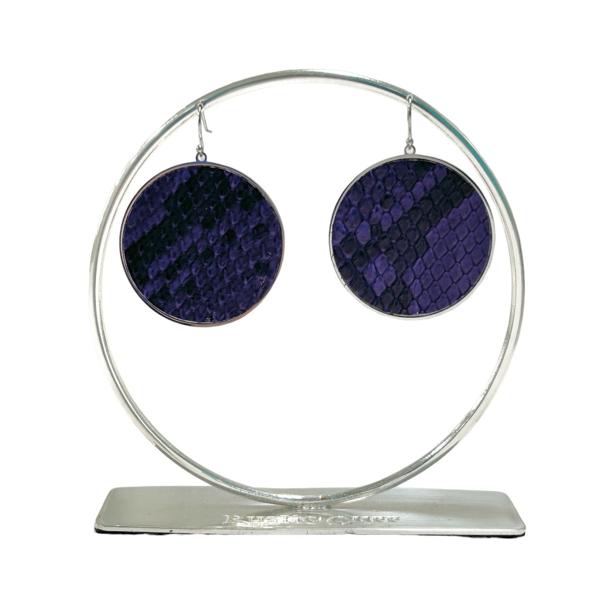 Python Round Earrings - Purple on Silver