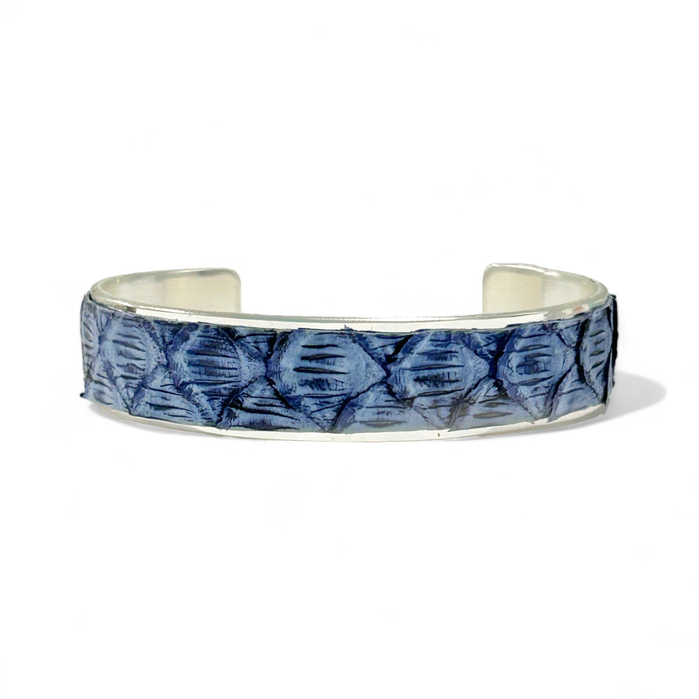 Periwinkle Suede Python .5 Cuff on Silver