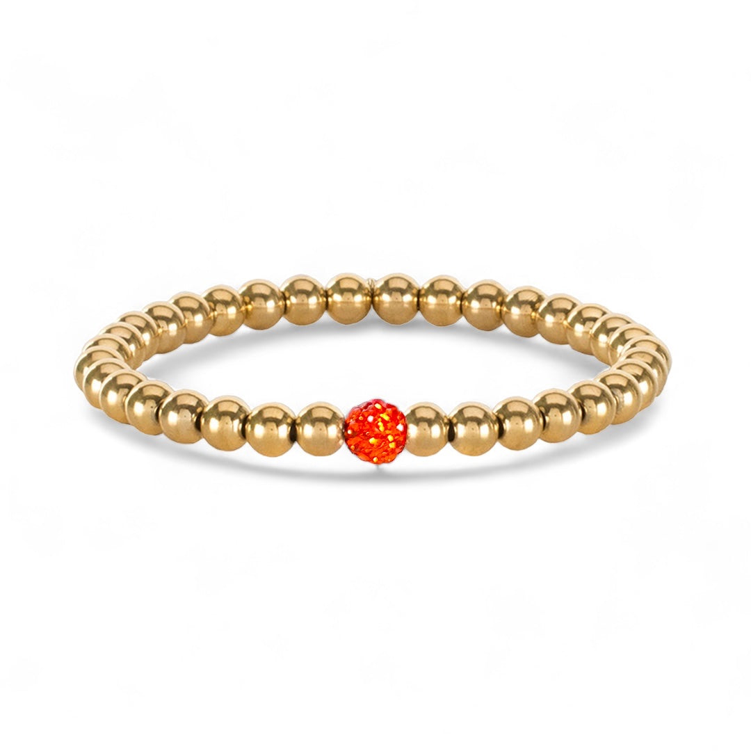Ireland Inline Gold 6mm Beaded Bracelet - Orange