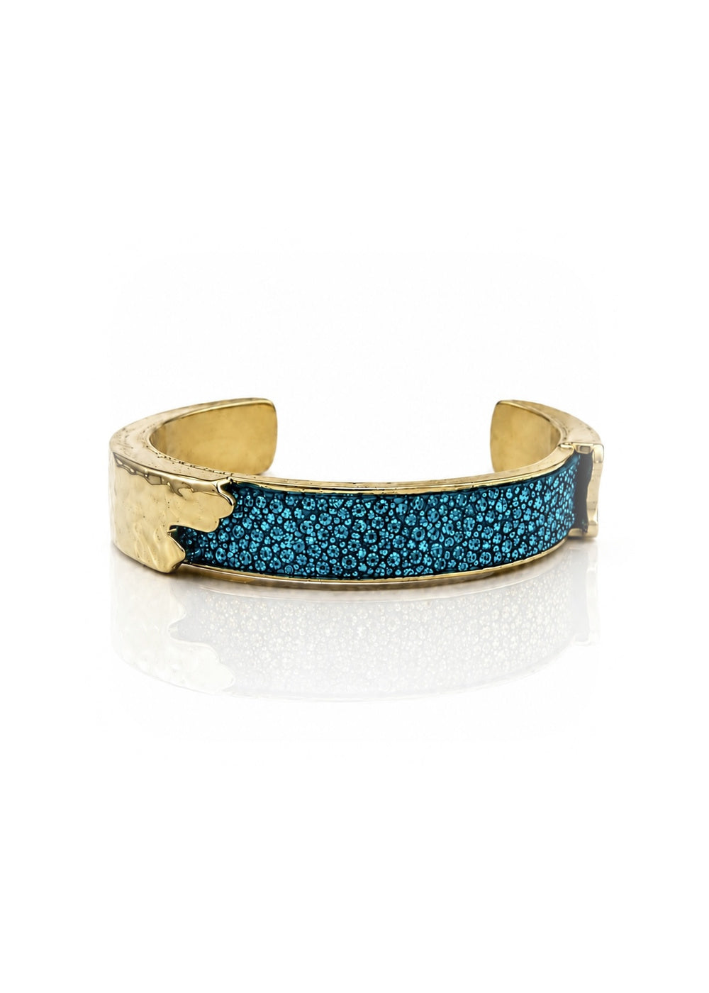 Dallas Gold Cuff – Cerulean Blue Stingray – 0.5 Inch