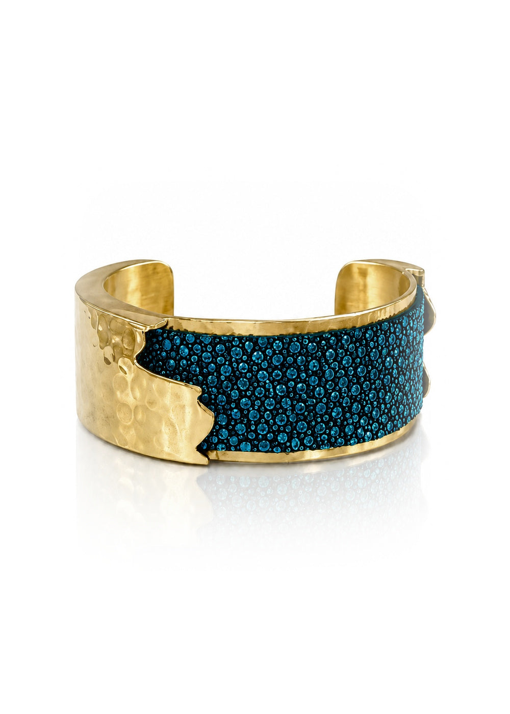 Dallas Gold Cuff – Cerulean Blue Stingray – 1 Inch