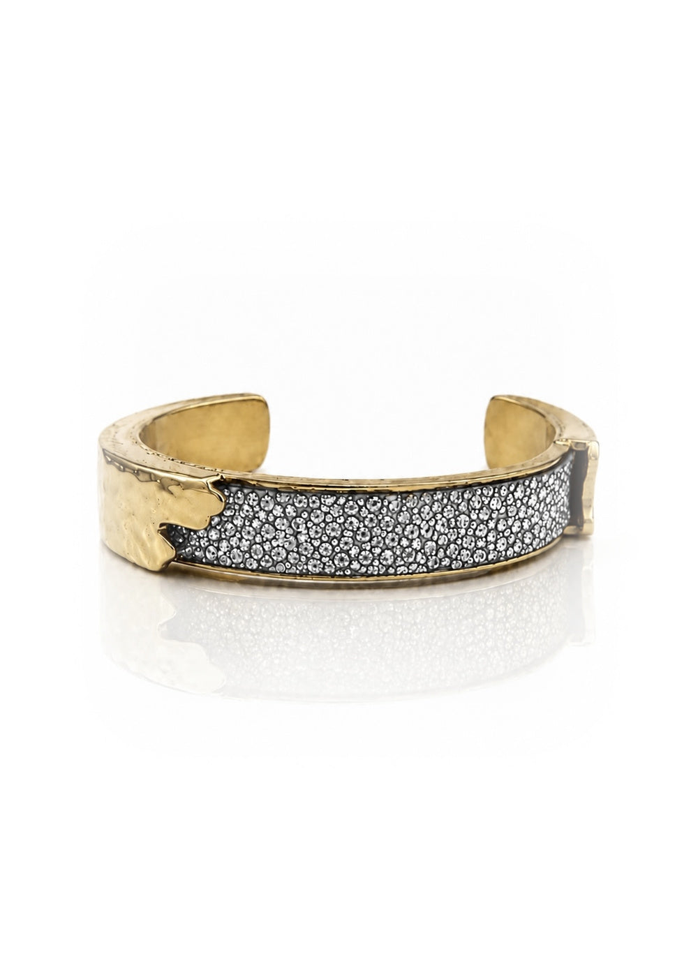 Dallas Gold Cuff with Silver Stingray, 0.5 inch width