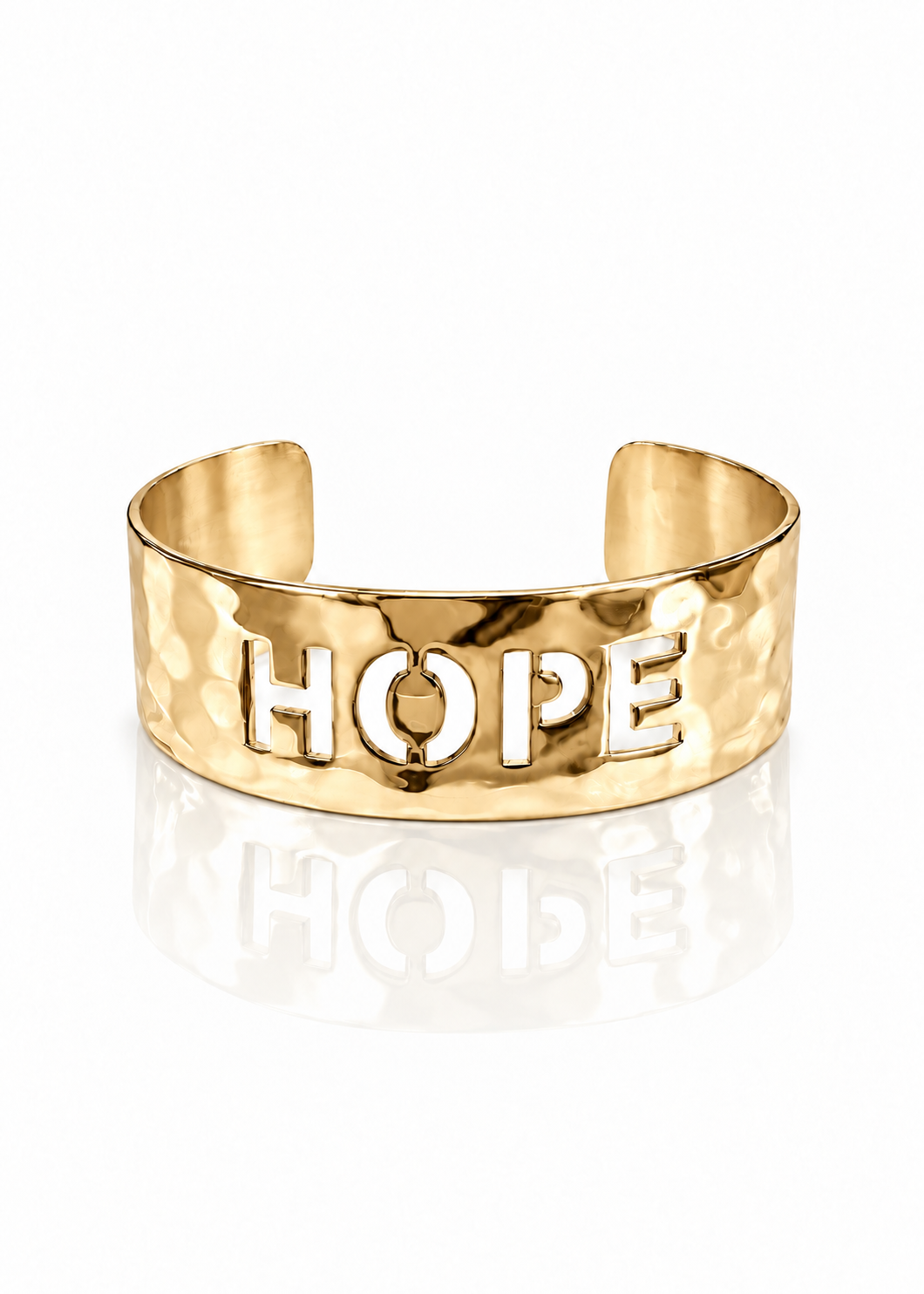 Hammered Cutout Hope Cuff - Gold
