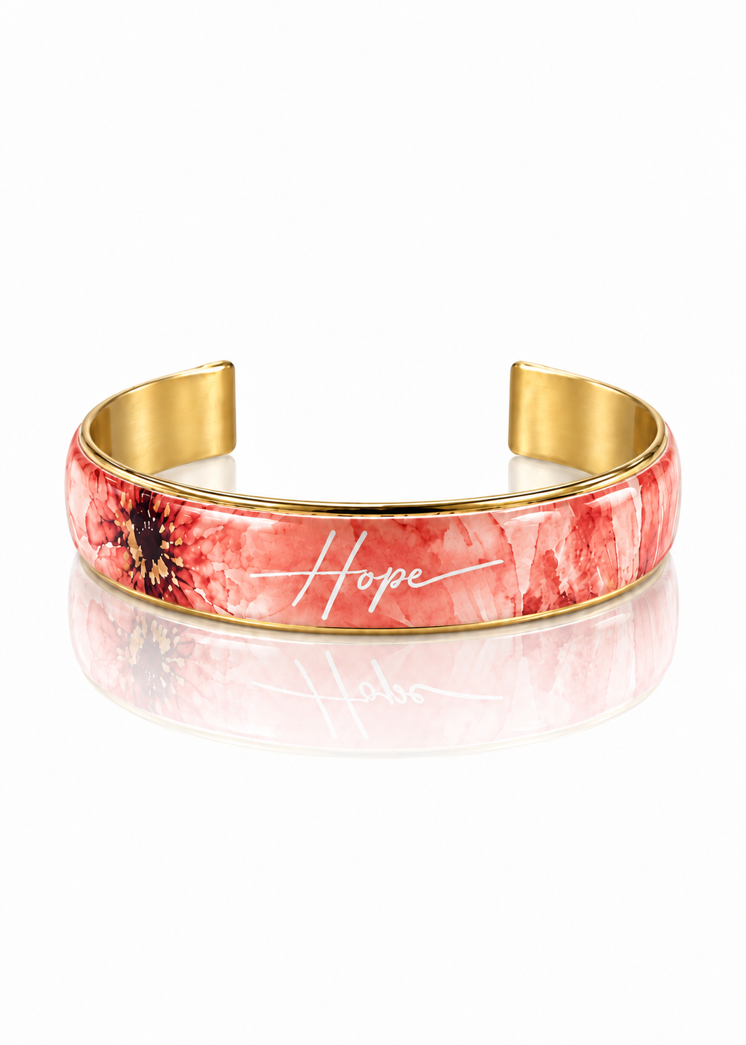 Hope Art Deco Cuff – Coral – Gold