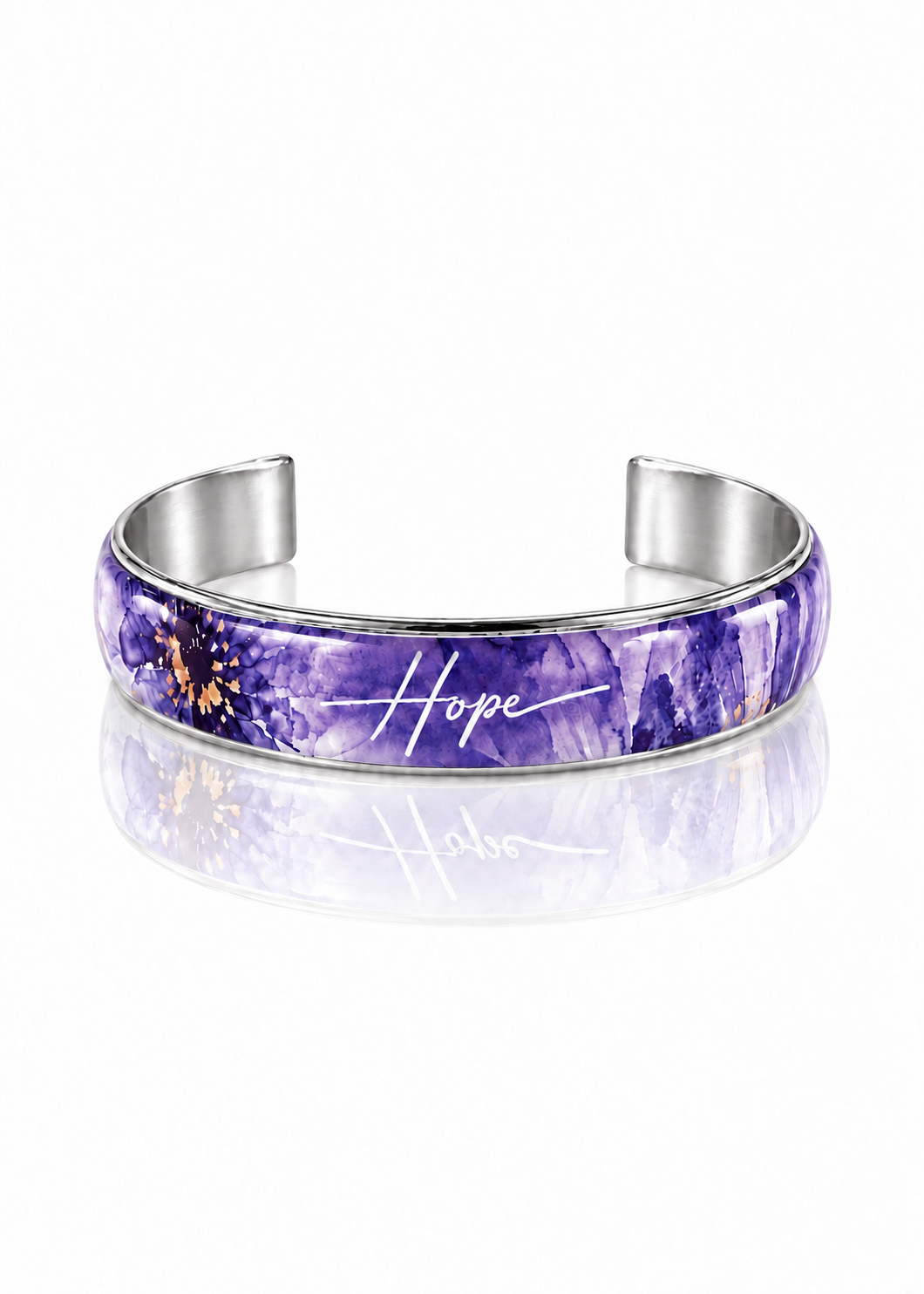 Hope Art Deco Cuff – Purple – Silver
