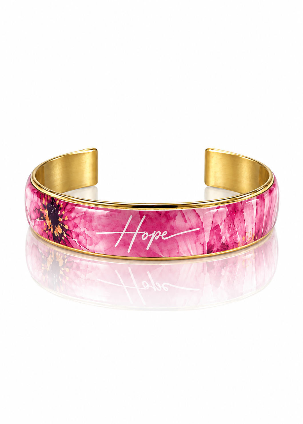 Hope Art Deco Cuff – Rose Pink – Gold
