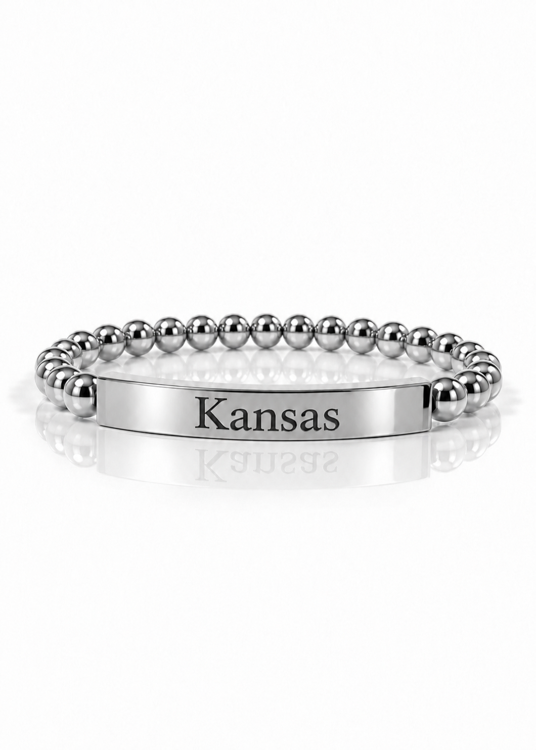 Kansas Nameplate Bracelet – Silver