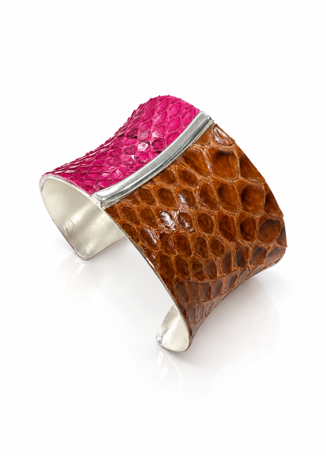 Party Instinct two-color python cuff, angled view