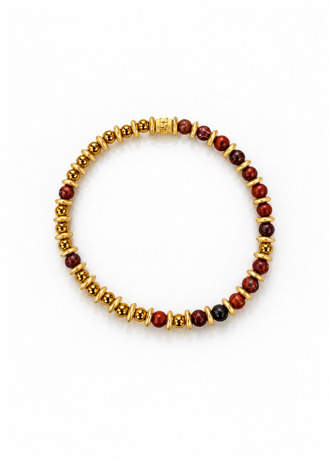 Spice It Up red agate and gold bracelet, top view