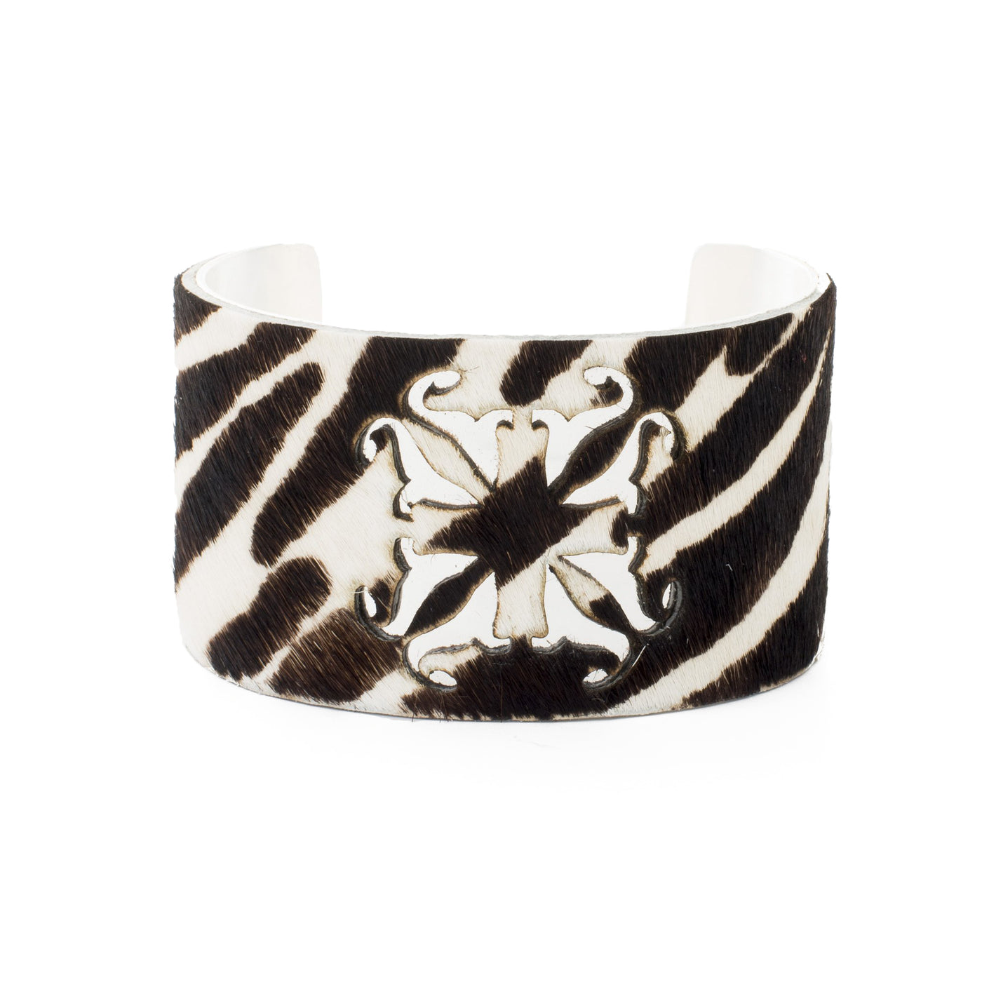 +Calfskin RC Logo Cut Out - White Zebra