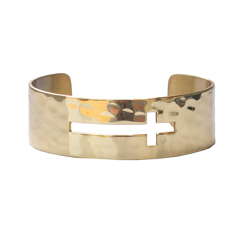 Cut Out .75 Cross Cuff - Gold