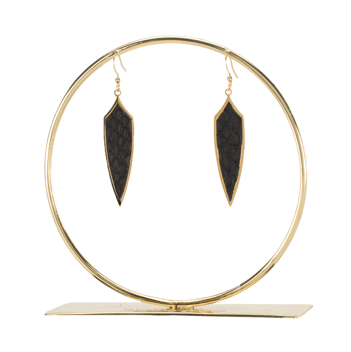 +Python Pendulum Earrings - Black Matte on Gold