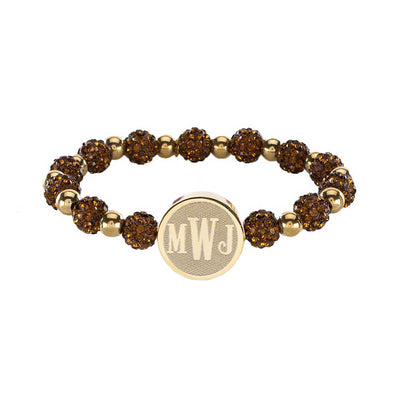 Brandi Custom Monogram Shamballa Beaded Bracelet in Gold