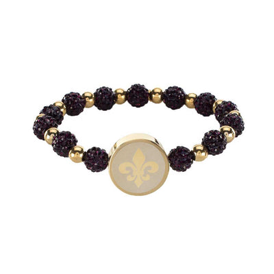 Brandi Engraved Symbol Shamballa Beaded Bracelet - Gold