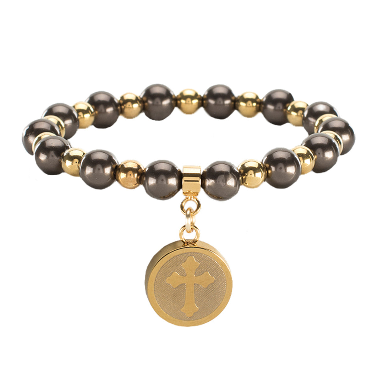 Allison Pearl Cross - Brown with Gold