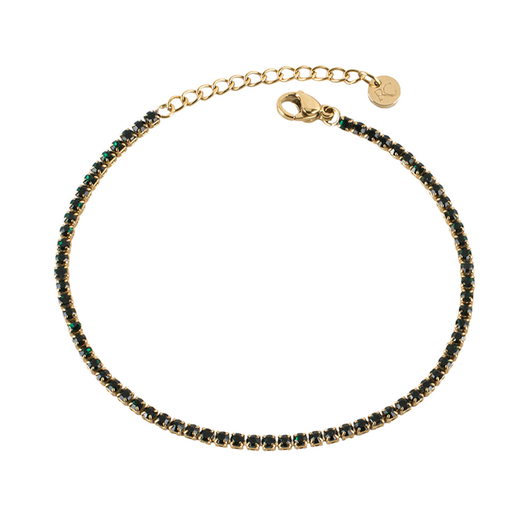 Serena Tennis Bracelet in Green with Gold
