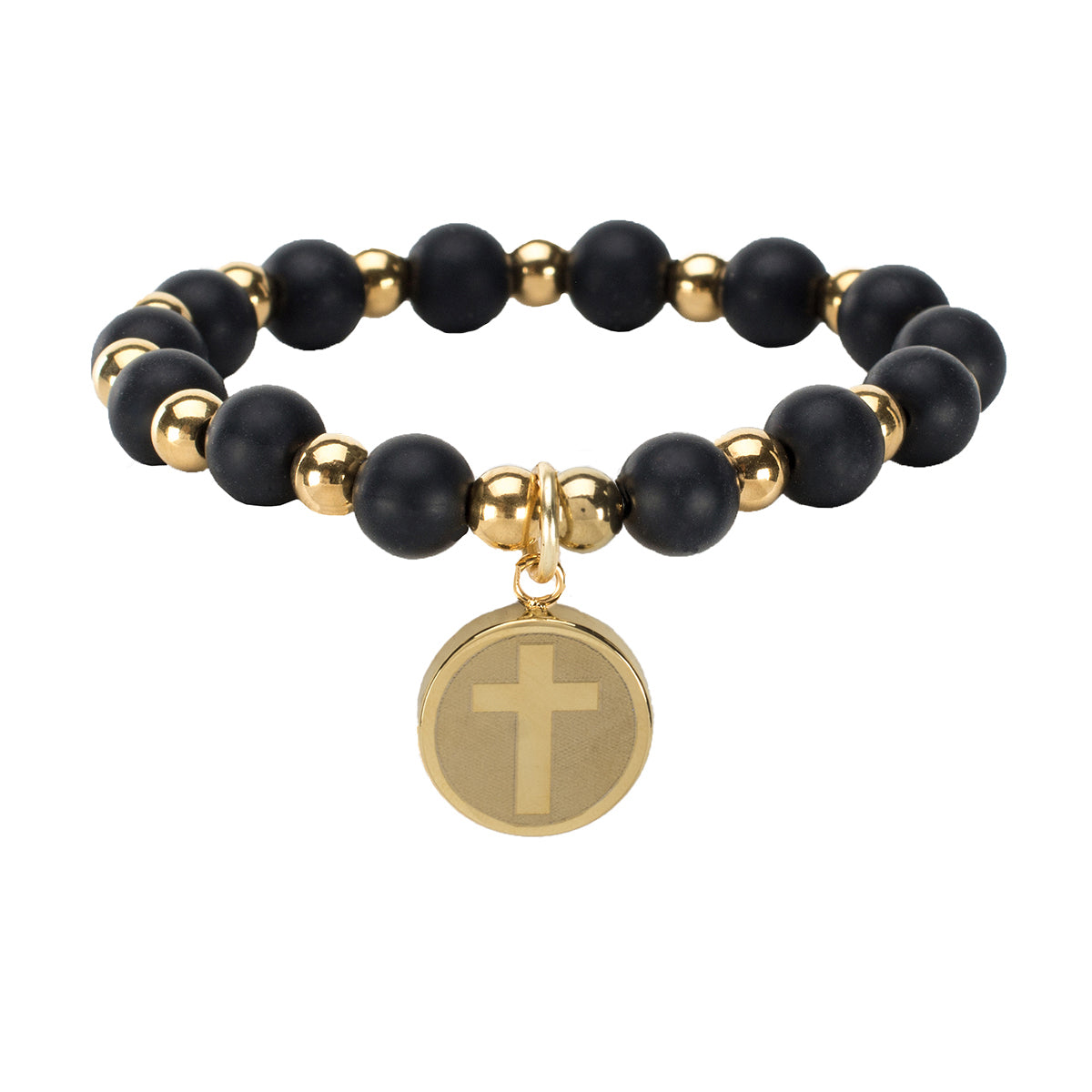 Erin Cross Bracelet in Black with gold