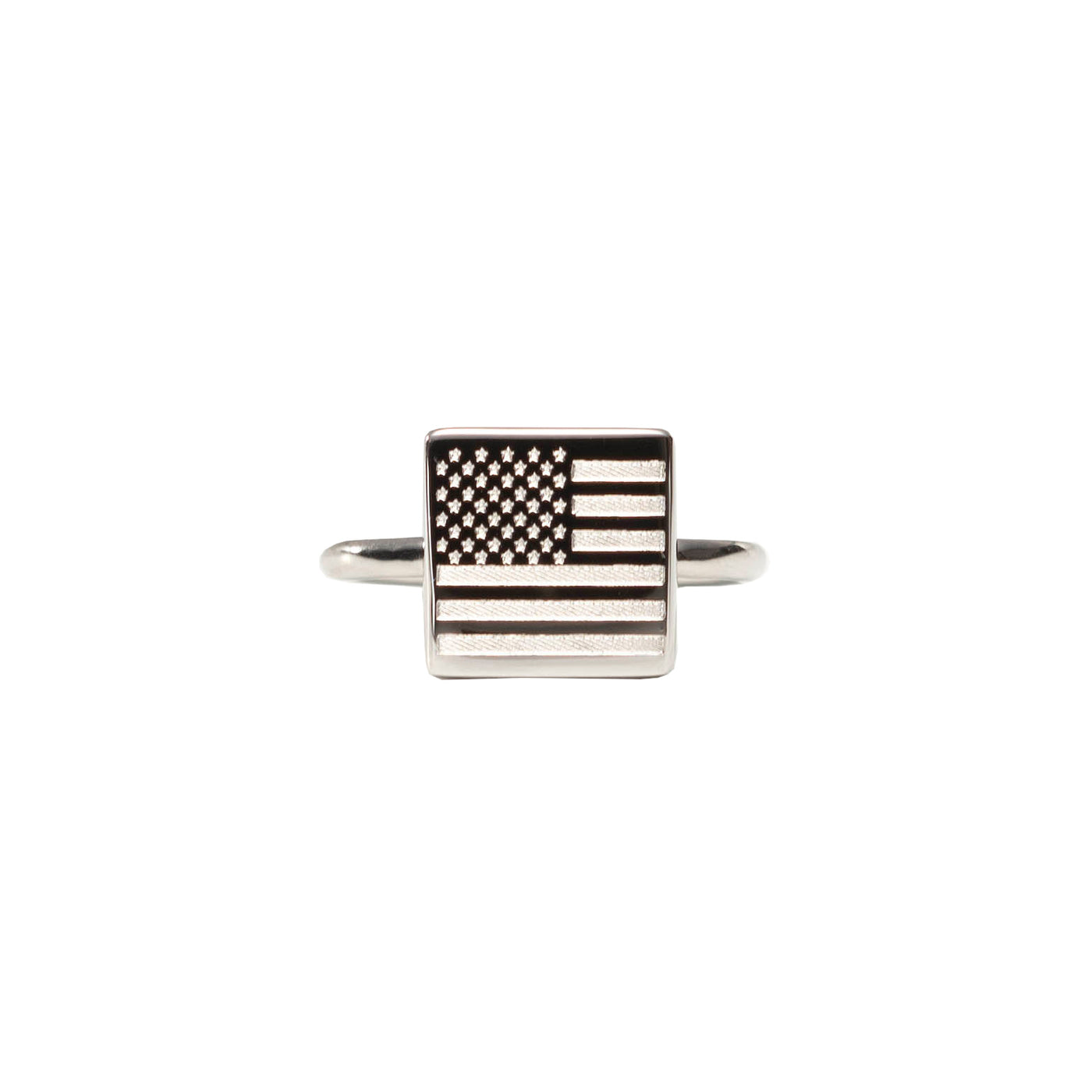 ~RC Ring Square with Flag - Silver