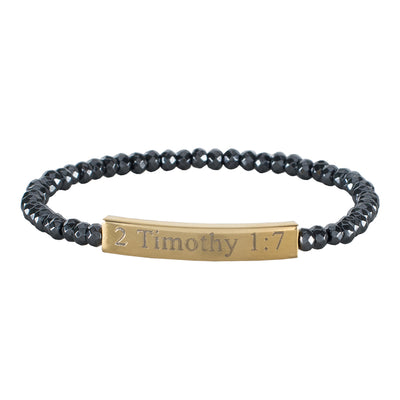 Jaida Hematite with Custom Engraved Gold Plate