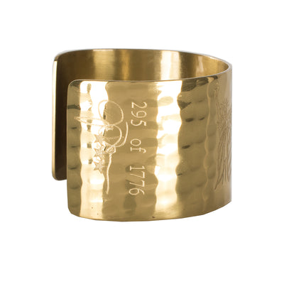 Limited Edition 1.5" Engraved Statue of Liberty & Flag Cuff - Gold
