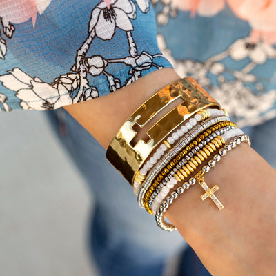 Cut Out .75 Cross Cuff - Gold