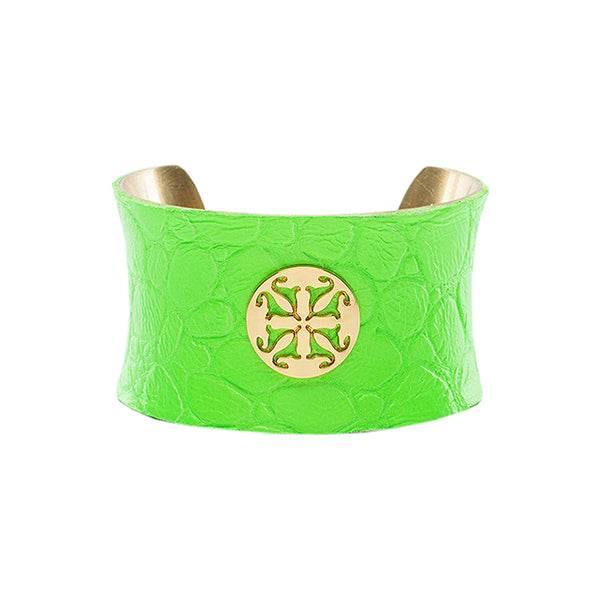 +Lambskin - 1.5" Concave Neon Green with Gold
