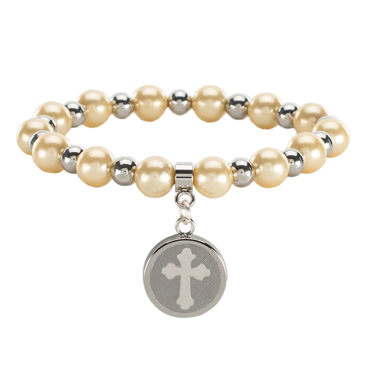 Allison Pearl Cross - Yellow with Silver
